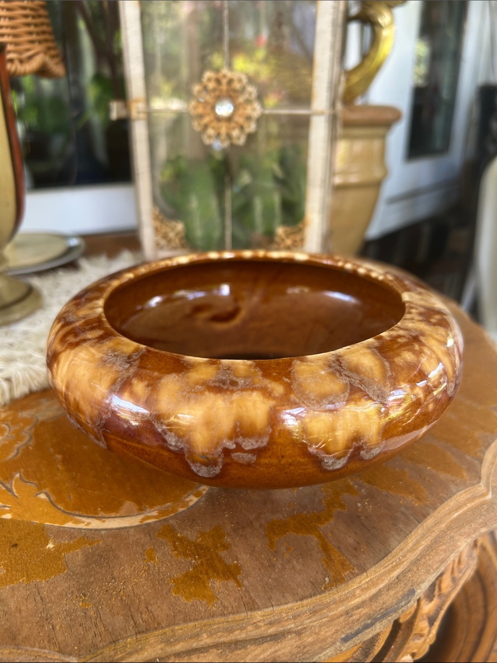 Vintage Brown Ceramic Planter
